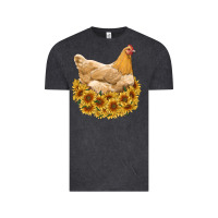 Vintage Black chicken with sunflowers Vintage Tee - RanaPortraitStore