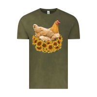 Vintage Olive chicken with sunflowers Vintage Tee - RanaPortraitStore