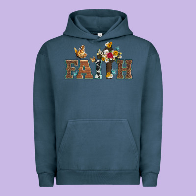 Faith Cross And Butterfly With Sunflower Leopard And Roses Urban Hoodie Designed By Artiststas