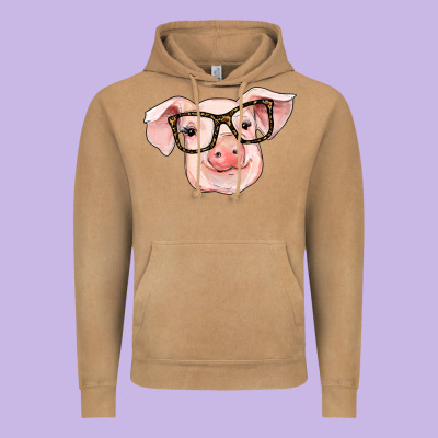 Pig With Glasses Vintage Hoodie Designed By Ranaportraitstore