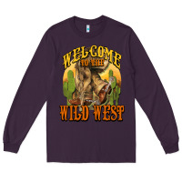Plum Welcome to the wild west Cowboy boots Long Sleeve Tee - HowdyJamesFarm
