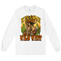 White Welcome to the wild west Cowboy boots Long Sleeve Tee - HowdyJamesFarm