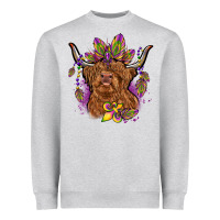 Heather Grey mardi gras cow Heavyweight Sweatshirt - OliviaCreatesArt