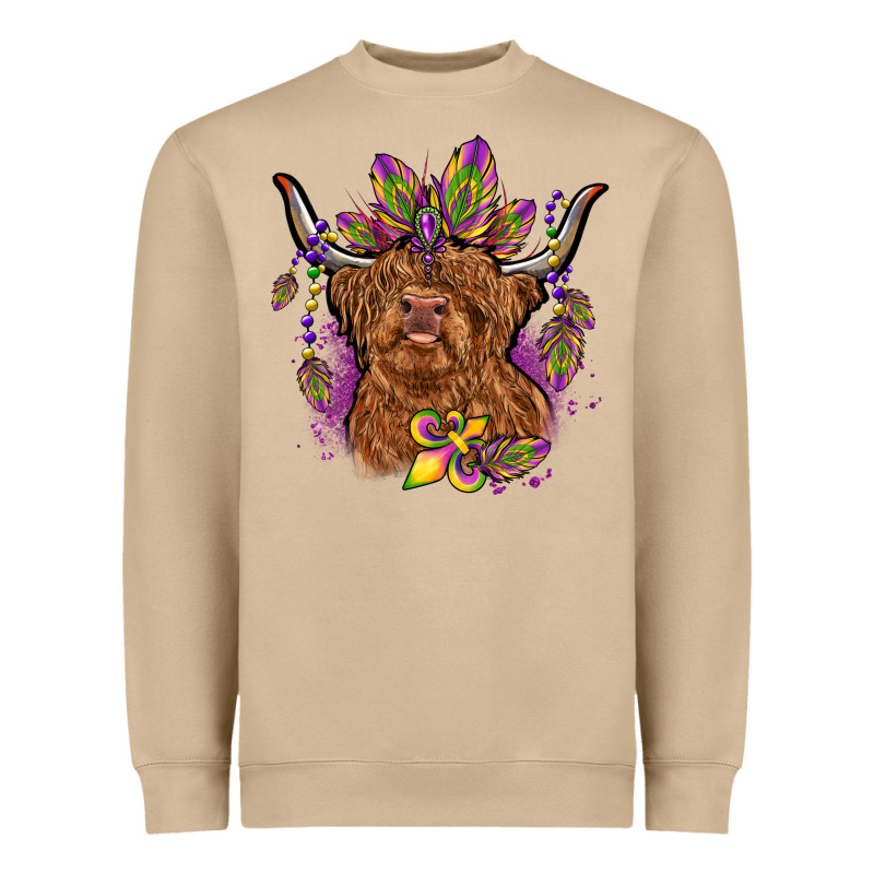 Mardi Gras Cow Heavyweight Sweatshirt by OliviaCreatesArt | Teevron