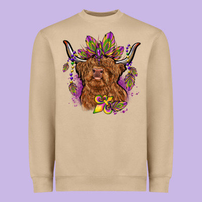 Mardi Gras Cow Heavyweight Sweatshirt Designed By Oliviacreatesart