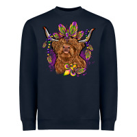 Navy mardi gras cow Heavyweight Sweatshirt - OliviaCreatesArt
