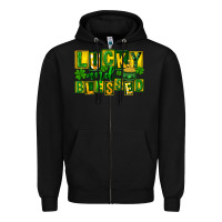 Black St Patricks Day Lucky And Blessed Zipper Hoodie - FaDigitalArtStudio