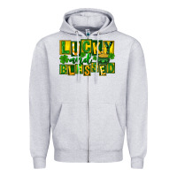 Heather Grey St Patricks Day Lucky And Blessed Zipper Hoodie - FaDigitalArtStudio
