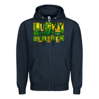 Navy St Patricks Day Lucky And Blessed Zipper Hoodie - FaDigitalArtStudio