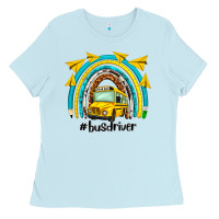 Baby Blue bus driver rainbow Ladies Tee - NancyCooperArtShop