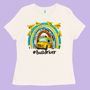 Bus Driver Rainbow Ladies Tee Designed By Nancycooperartshop