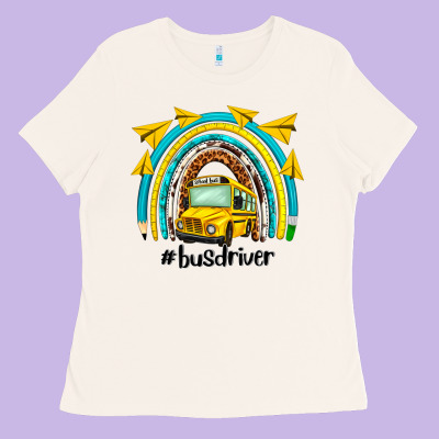 Bus Driver Rainbow Ladies Tee Designed By Nancycooperartshop