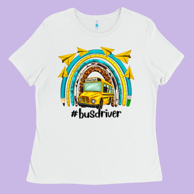 Bus Driver Rainbow Ladies Tee Designed By Nancycooperartshop