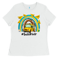 White bus driver rainbow Ladies Tee - NancyCooperArtShop