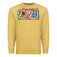 Antique Gold Happy Easter 2024 Premium Sweatshirt - CowhideDigitalArt