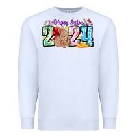 White Happy Easter 2024 Premium Sweatshirt - CowhideDigitalArt