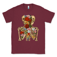 Burgundy flower skeleton Classic Tee - RanaPortraitStore
