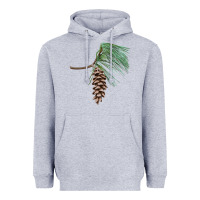 Heather Grey white pine cone Heavyweight Hoodie - LillyAllenDesigns