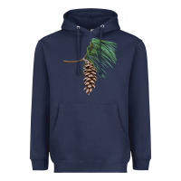 Navy white pine cone Heavyweight Hoodie - LillyAllenDesigns