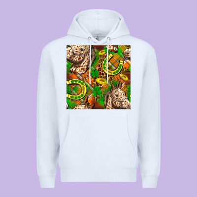 St. Patrick's Day Horse With Horseshoes Seamless Premium Hoodie Designed By Fadigitalartstudio