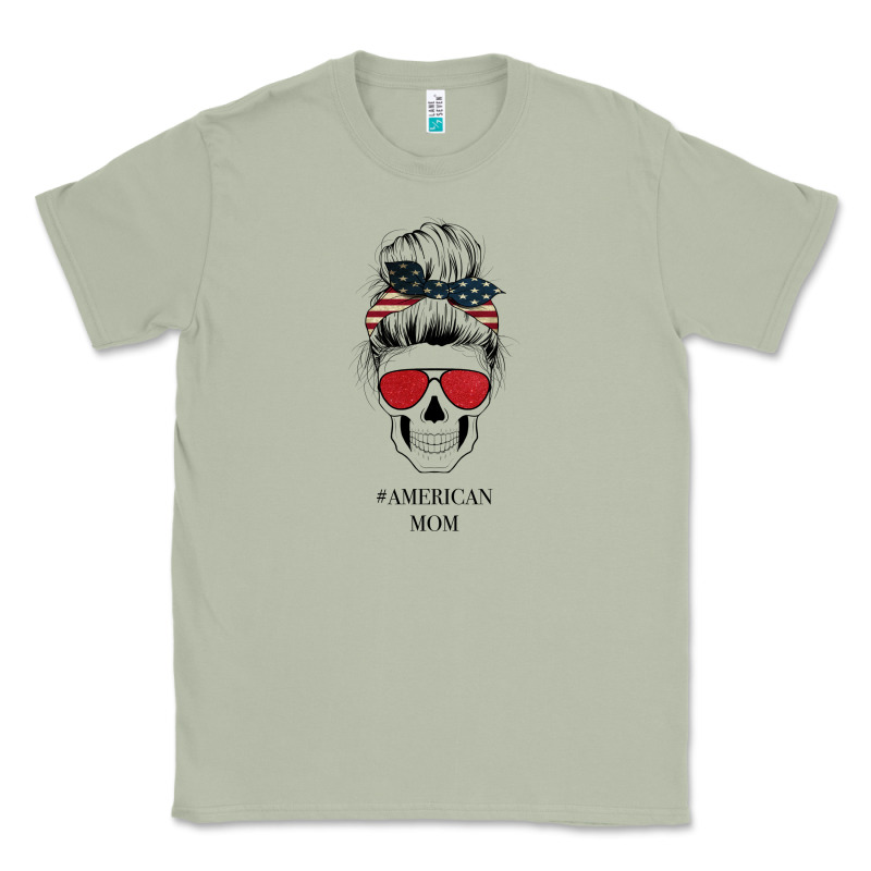Glitter American Flag Patterned American Mom Skull Classic Tee by Bettercallsaul | Teevron