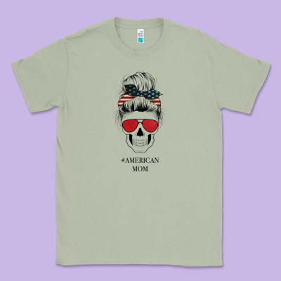 Glitter American Flag Patterned American Mom Skull Classic Tee Designed By Bettercallsaul