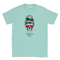 Seafoam Glitter American Flag Patterned American Mom Skull Classic Tee - Bettercallsaul