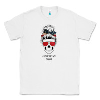 White Glitter American Flag Patterned American Mom Skull Classic Tee - Bettercallsaul