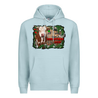 Blue Mist all i want for christmas is a cow cowhide Premium Hoodie - RanaPortraitStore