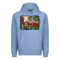 Colony Blue all i want for christmas is a cow cowhide Premium Hoodie - RanaPortraitStore
