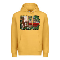 Mustard all i want for christmas is a cow cowhide Premium Hoodie - RanaPortraitStore