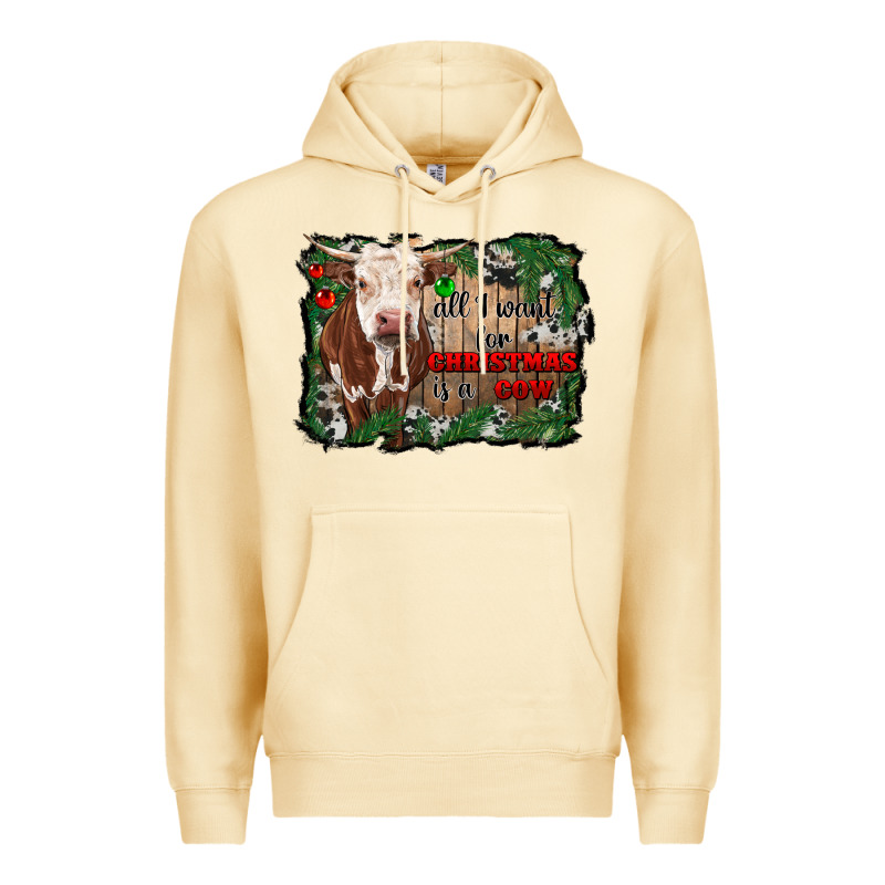All I Want For Christmas Is A Cow Cowhide Premium Hoodie by RanaPortraitStore | Teevron