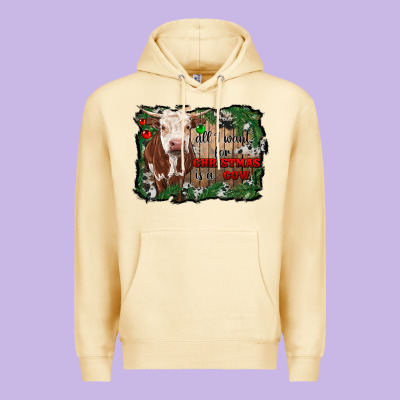 All I Want For Christmas Is A Cow Cowhide Premium Hoodie Designed By Ranaportraitstore