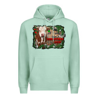 Seafoam all i want for christmas is a cow cowhide Premium Hoodie - RanaPortraitStore
