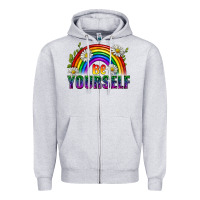 Heather Grey Be Yourself Pride Lgbtq Zipper Hoodie - BundleAndBundleShop