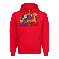 Red Be Yourself Pride Lgbtq Zipper Hoodie - BundleAndBundleShop