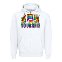 White Be Yourself Pride Lgbtq Zipper Hoodie - BundleAndBundleShop