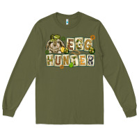 Army Green Egg hunter with plate letters Easter Day Long Sleeve Tee - HowdyJamesFarm