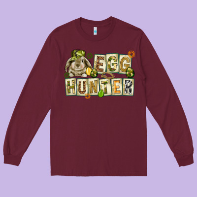 Egg Hunter With Plate Letters Easter Day Long Sleeve Tee Designed By Howdyjamesfarm