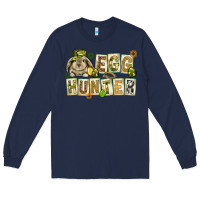 Navy Egg hunter with plate letters Easter Day Long Sleeve Tee - HowdyJamesFarm
