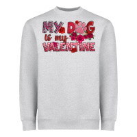 Heather Grey my dog is my valentine Heavyweight Sweatshirt - OliviaCreatesArt