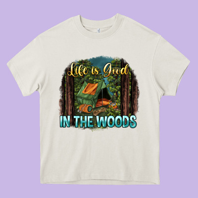 Life Is Good In The Woods Heavy Core Tee Designed By Nancycooperartshop