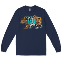 Navy baby bear mini sunflowers leopard cowhide mother's day Long Sleeve Tee - Jasminsmagicworld