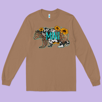 Baby Bear Mini Sunflowers Leopard Cowhide Mother's Day Long Sleeve Tee Designed By Jasminsmagicworld