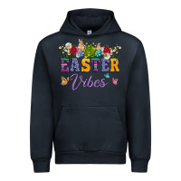 Navy easter vibes and butterfly with bunny and flowers Urban Hoodie - Artiststas