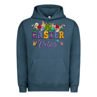 Pigment Midnight Navy easter vibes and butterfly with bunny and flowers Urban Hoodie - Artiststas