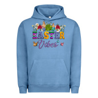 Pigment Pebble Blue easter vibes and butterfly with bunny and flowers Urban Hoodie - Artiststas