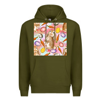 Army Green Happy Easter Bunny Seamless Pattern Premium Hoodie - BundleAndBundleShop