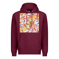 Burgundy Happy Easter Bunny Seamless Pattern Premium Hoodie - BundleAndBundleShop