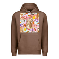 Chestnut Happy Easter Bunny Seamless Pattern Premium Hoodie - BundleAndBundleShop